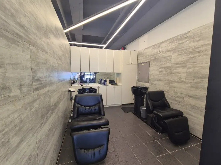 Inside the shampoo room at Salon Of