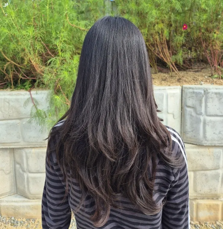 Long hair condition before the magic straightening and C-curl perm