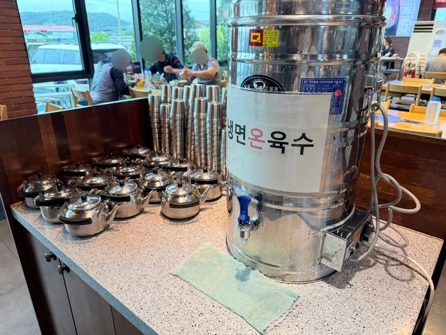 Hot broth at the self-service bar