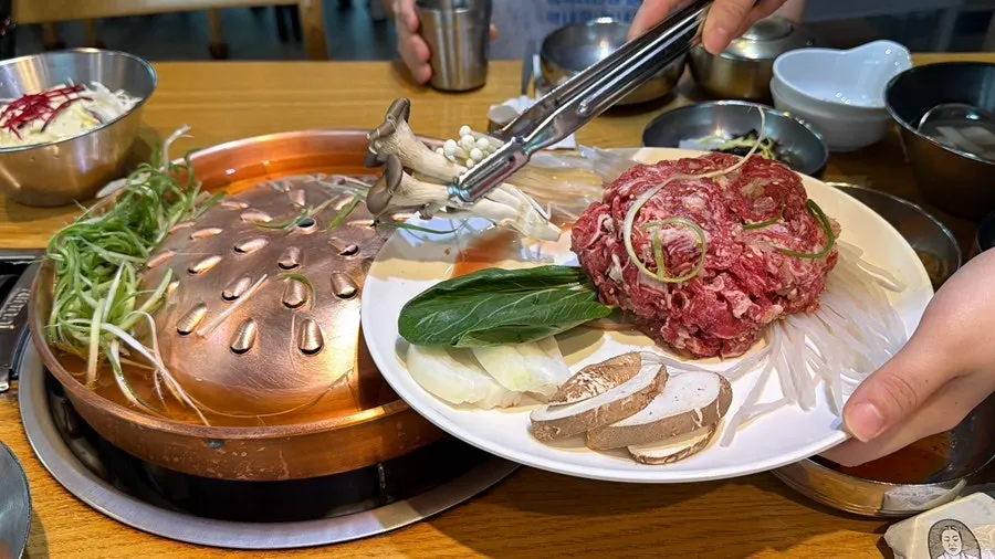 Korean beef bulgogi cooking pan