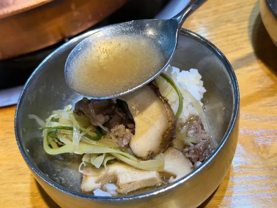 Scallion kimchi and Korean beef bulgogi