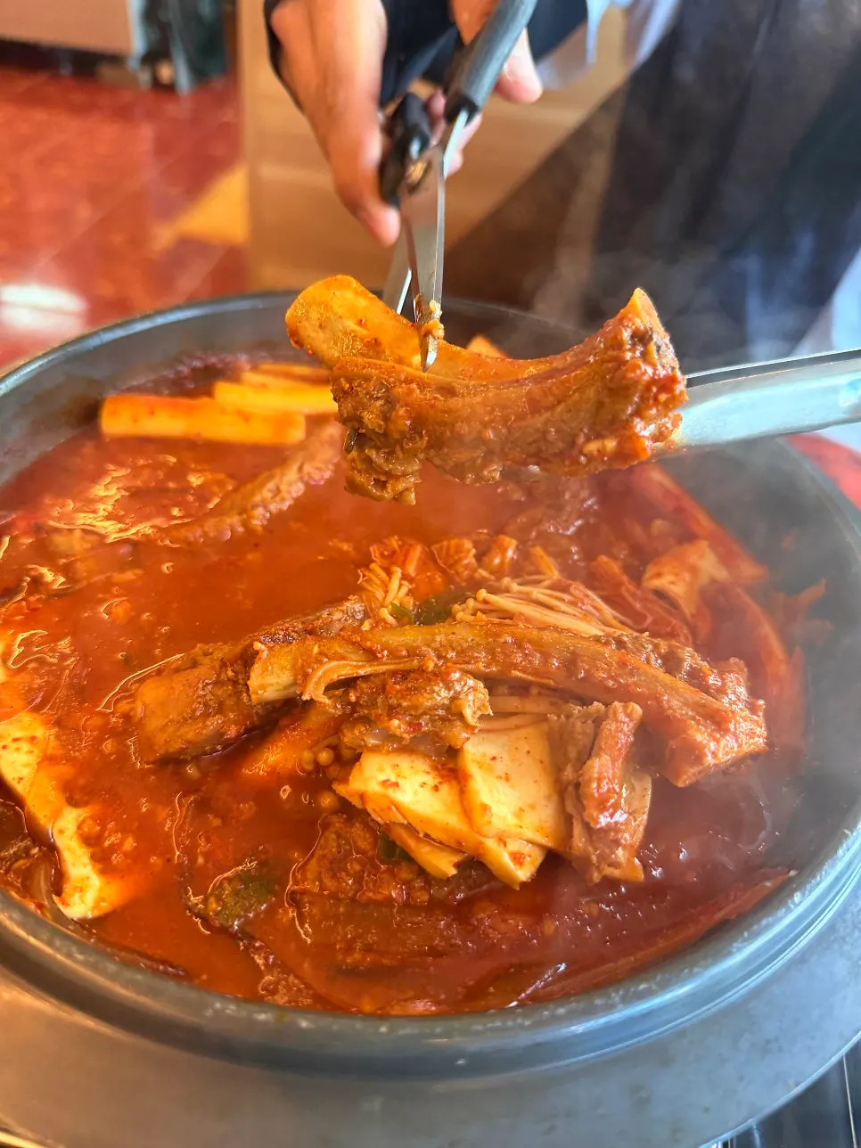 Tender short ribs inside the galbitang