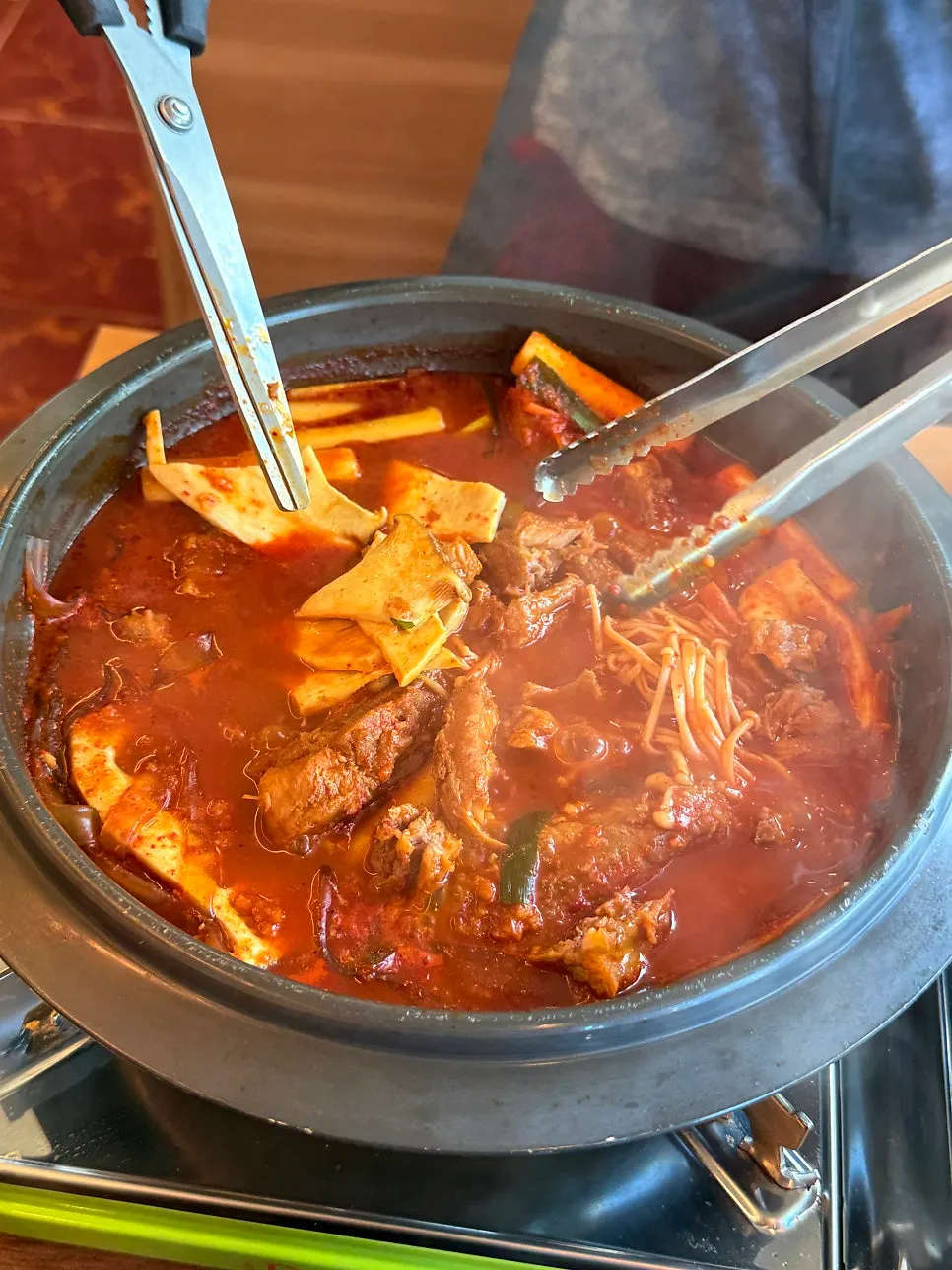 Galbitang broth served with a bowl of rice