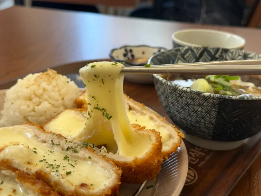 Cheese katsu and cold soba meal