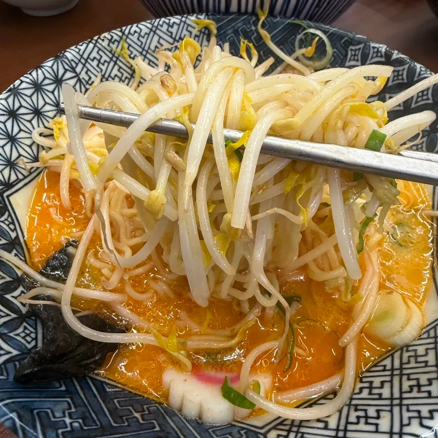 매운맛과 반숙란을 추가한 돈코츠라멘