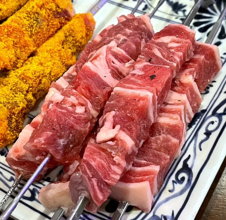 Lamb skewer and egg fried rice order