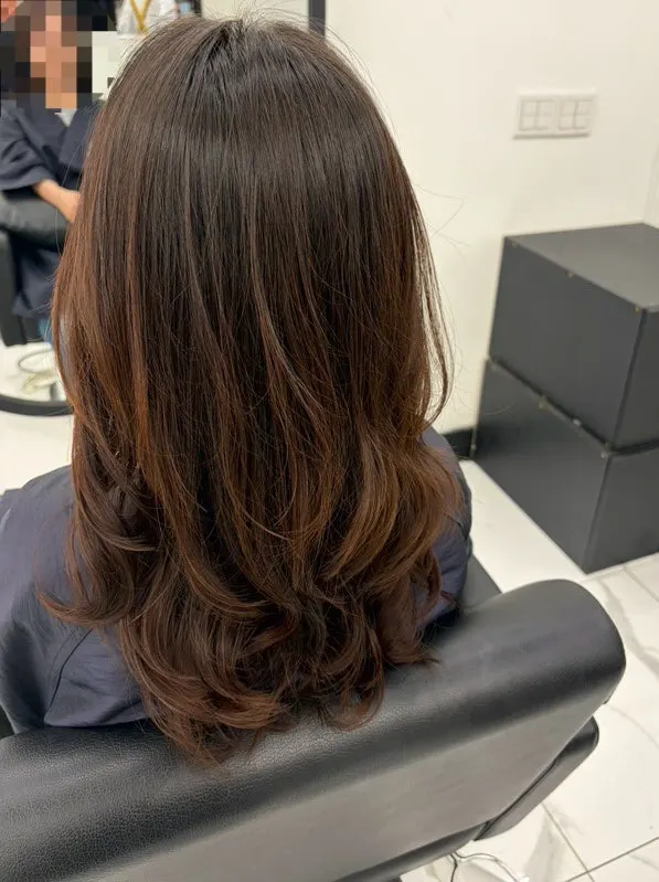 Finished long-hair C-curl and S-curl perm