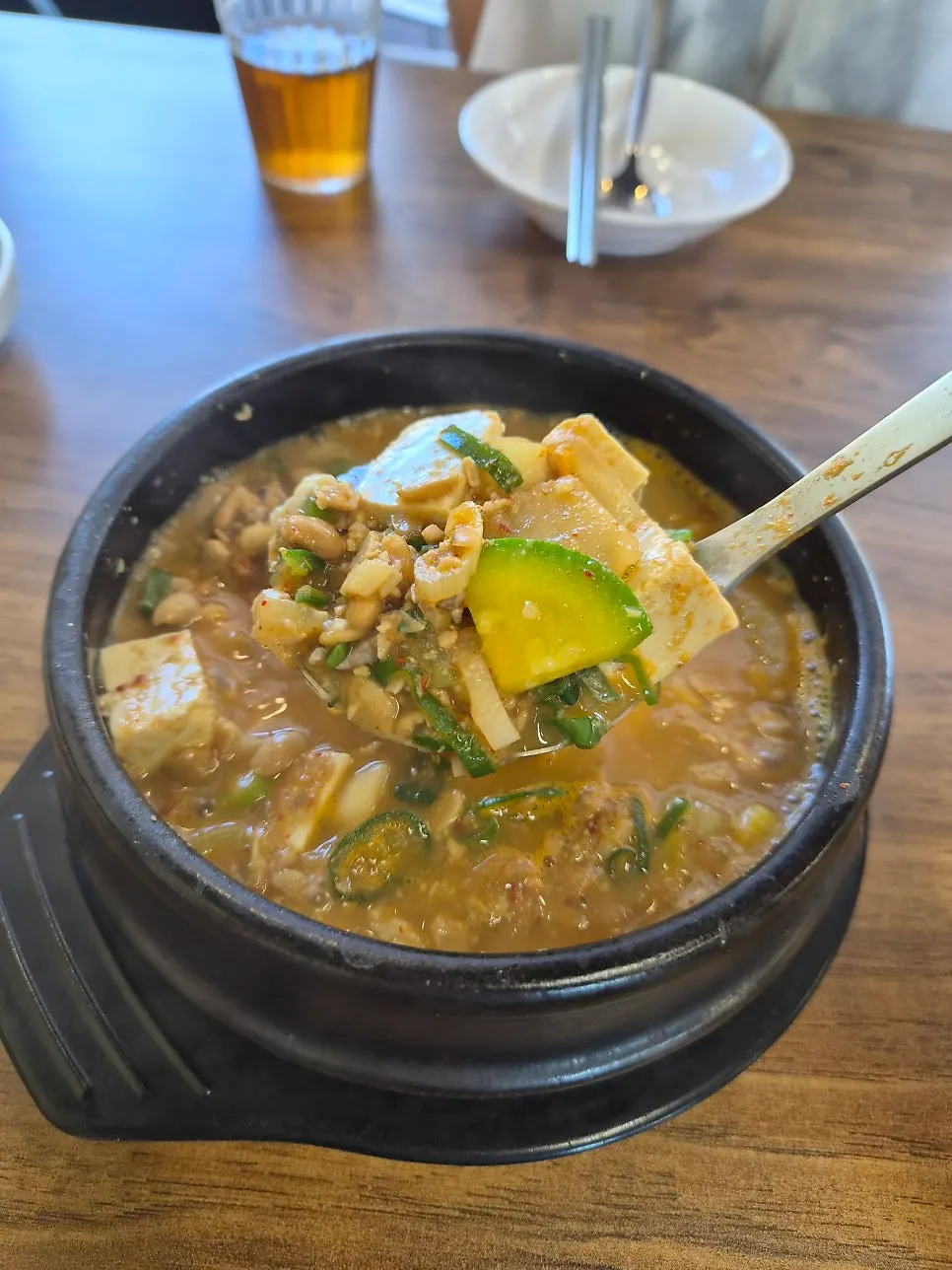 Cheonggukjang in a large earthenware bowl