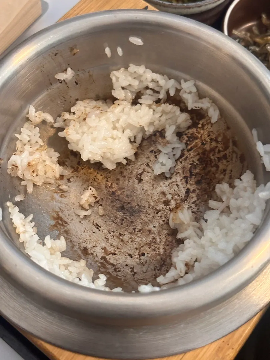 Stone-pot rice served instead of a regular rice bowl at Oneul Haru