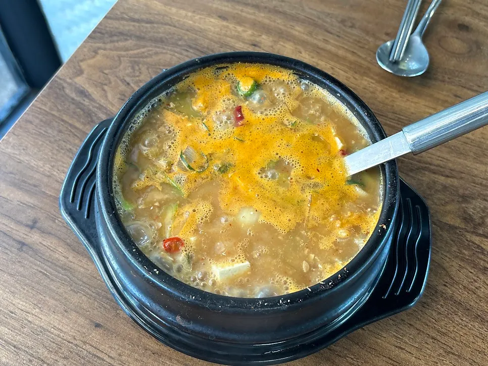 A bowl of cheonggukjang included with the meal