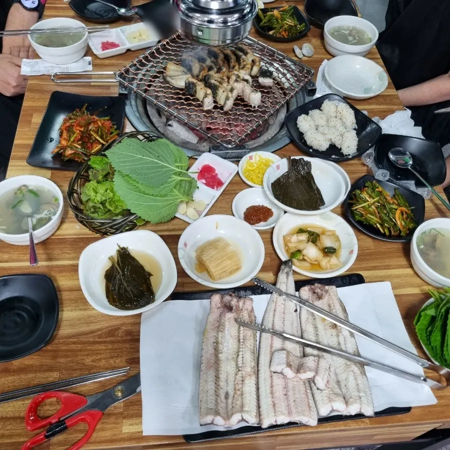 Eel grilling on the charcoal plate