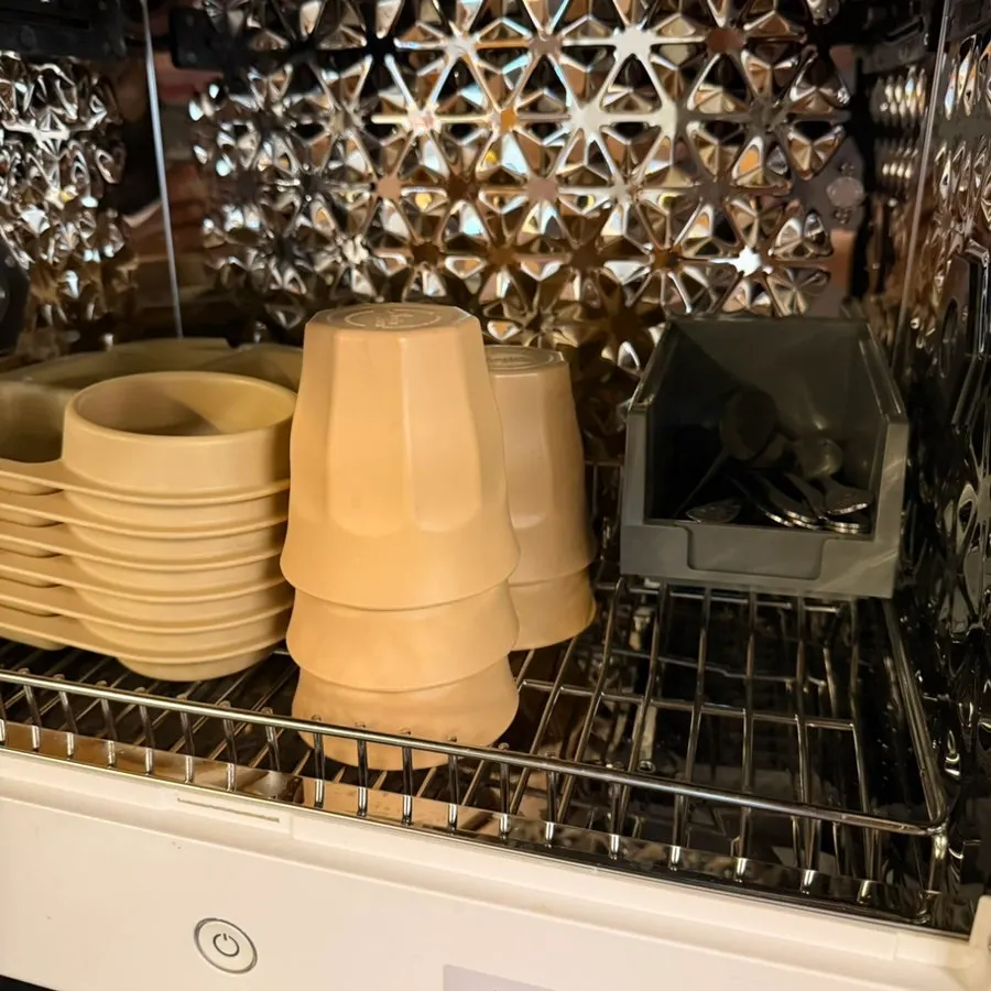 Self-service corner with buckwheat tea and a microwave
