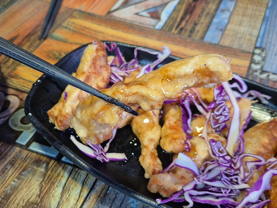 Sweet-and-sour pork with sweet-tangy sauce