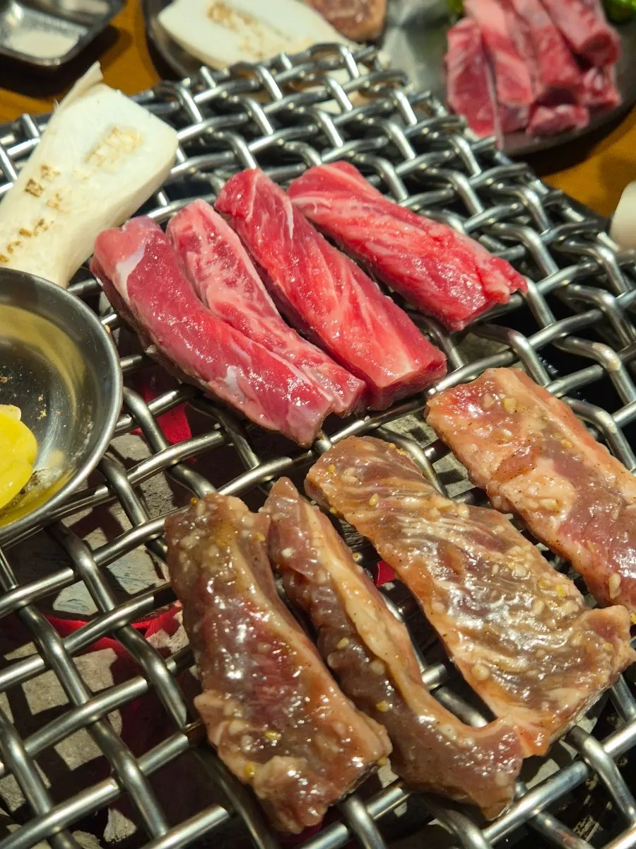 Rib finger grilling on the individual charcoal grill
