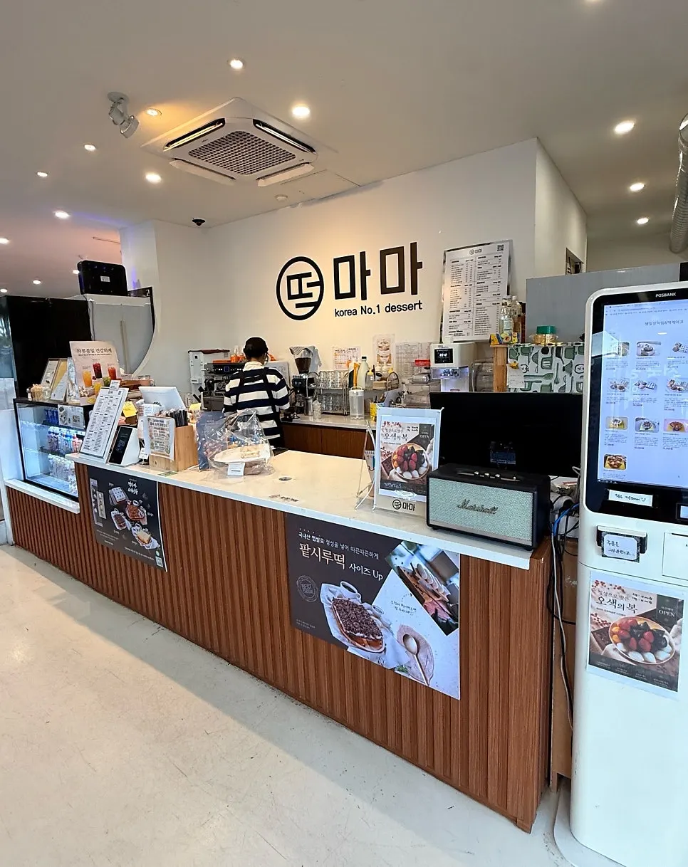 Traditionally steamed tteok displayed inside the shop