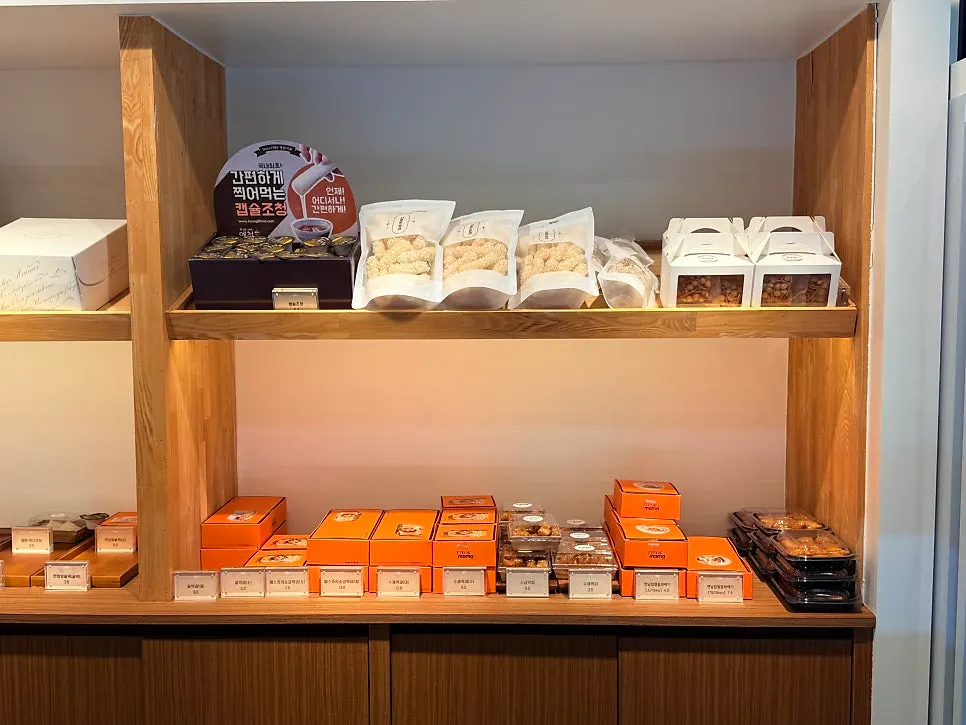 A variety of tteok and desserts on display
