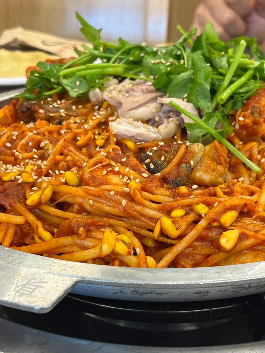 Agu-jjim with bean sprouts