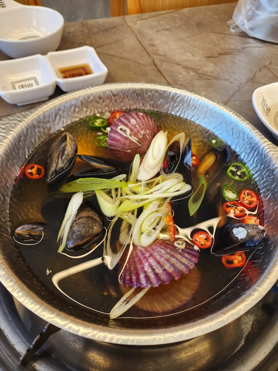 Complimentary mussel and clam soup