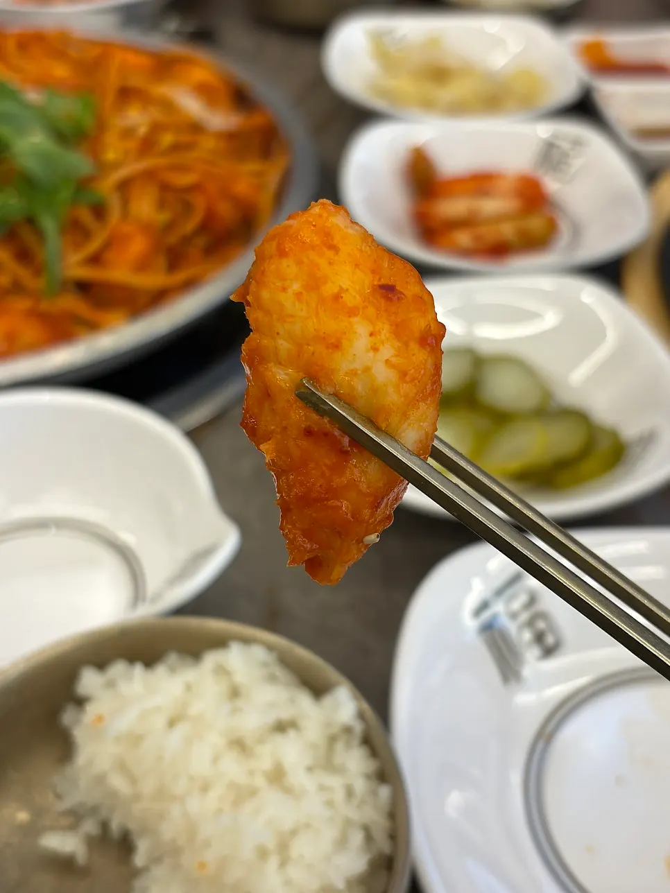 Griddle monkfish stew kept warm