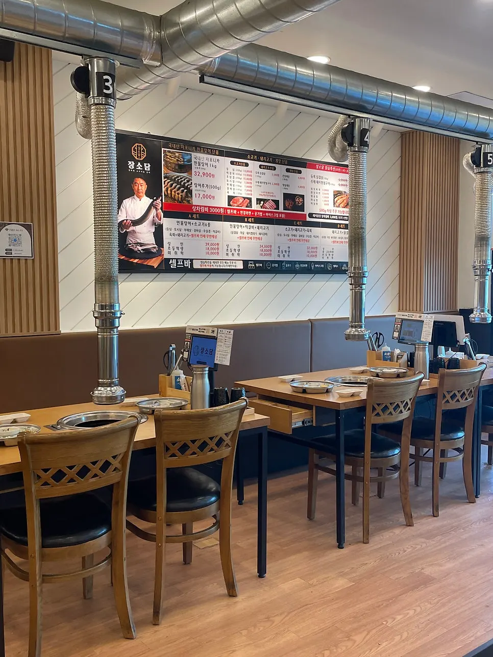 Restaurant interior with large windows