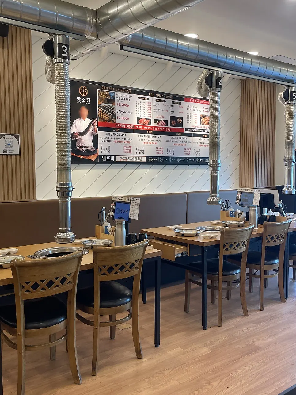 Restaurant interior with large windows