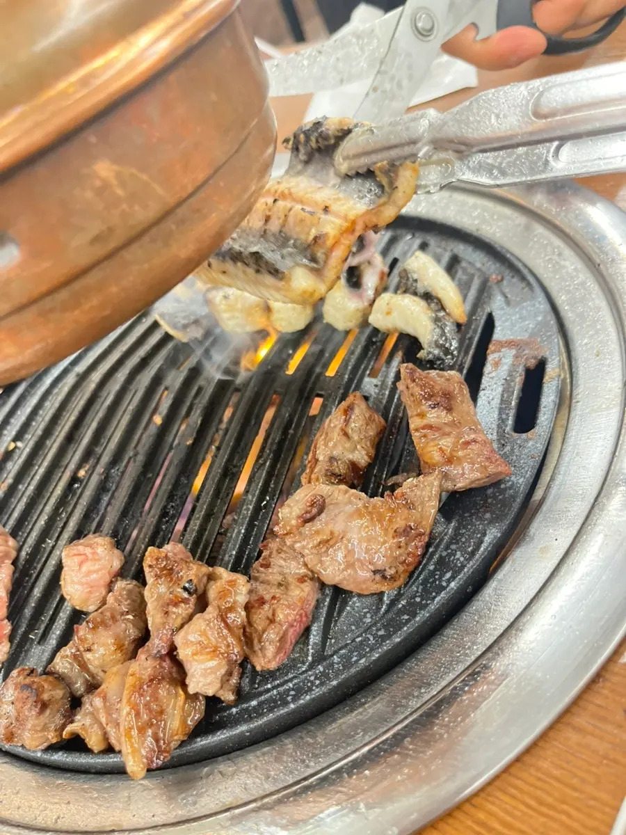 A piece of meat dipped in salt