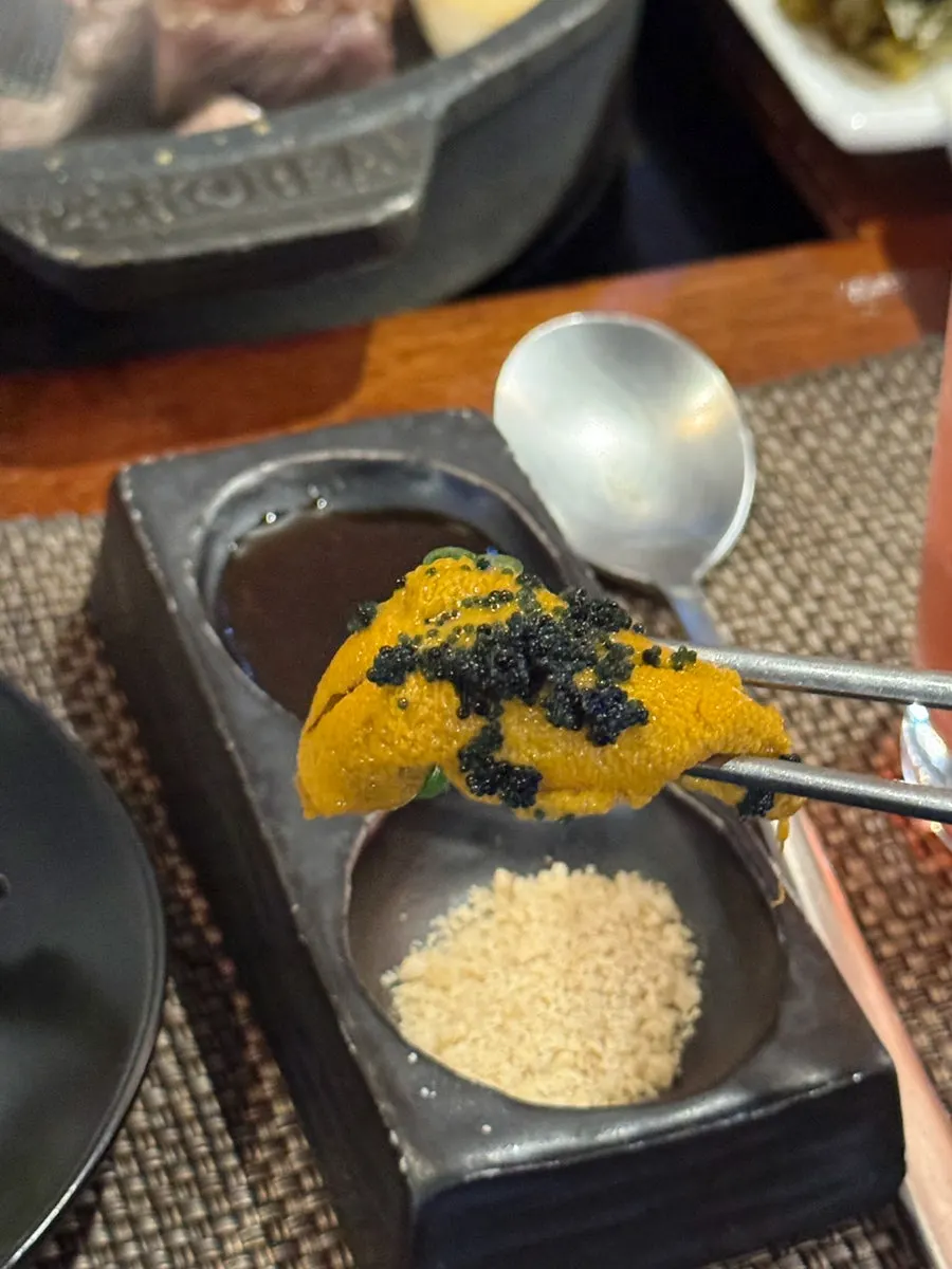 Sea urchin roe ordered with Korean beef