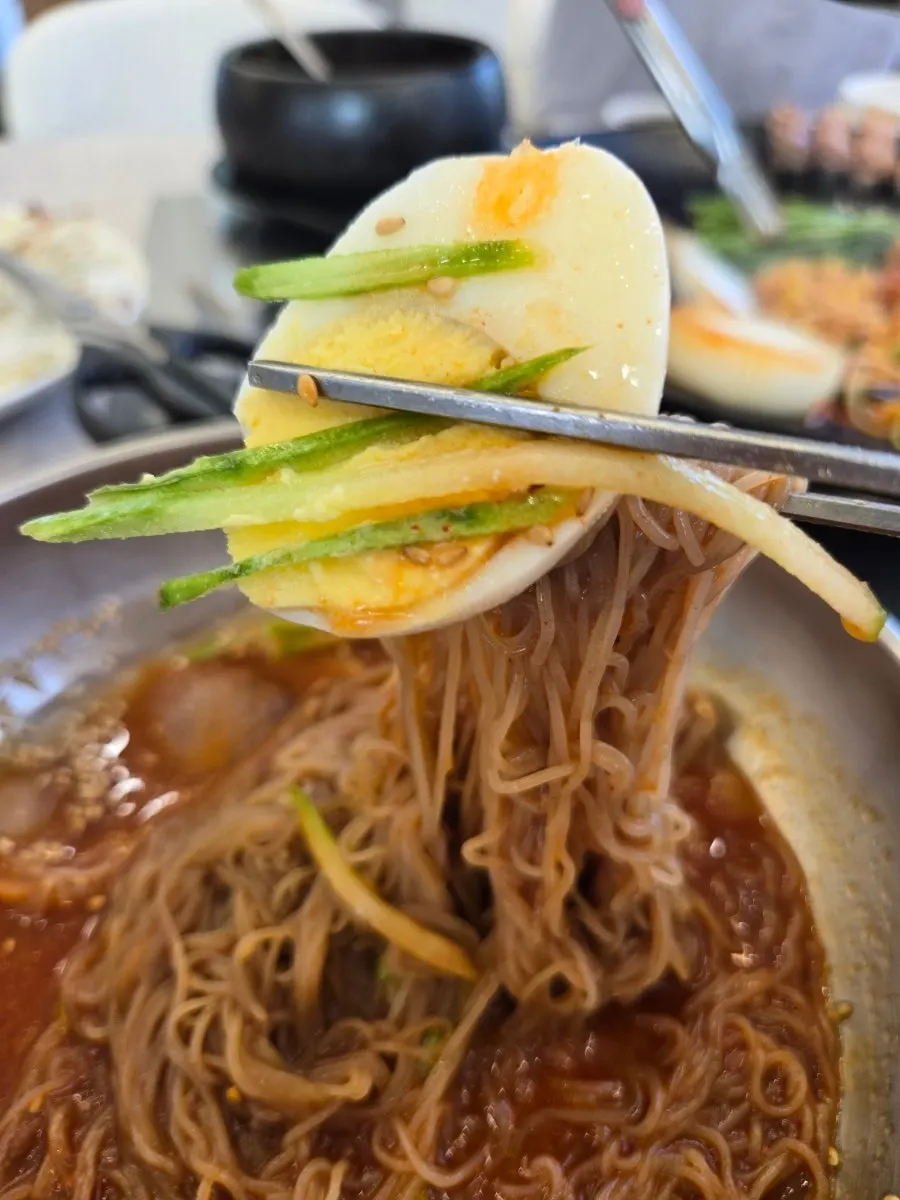 비벼놓은 새콤한 비빔냉면