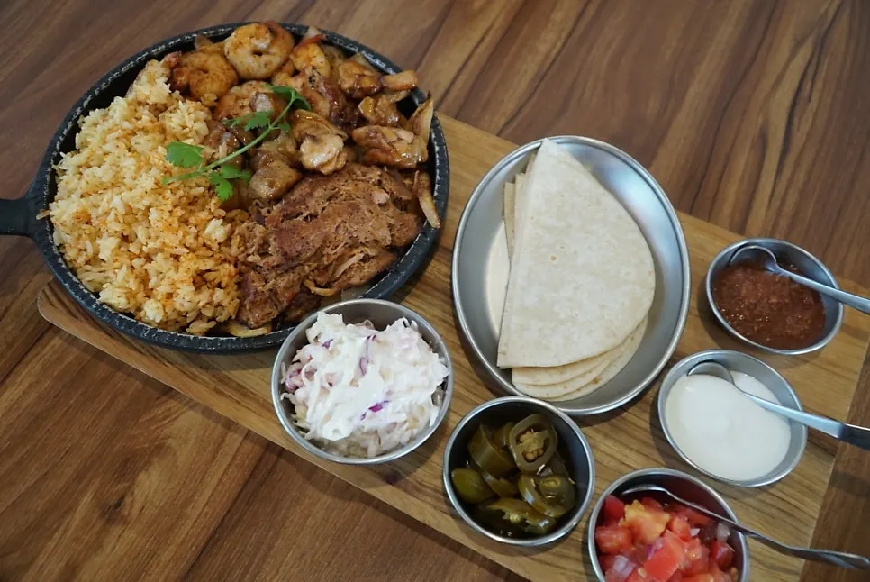 Meat and vegetables on a warm tortilla