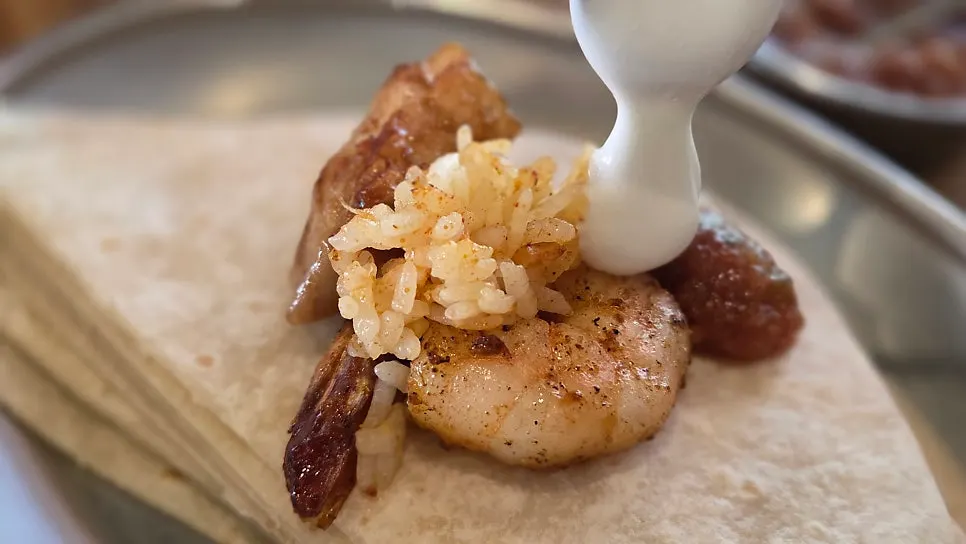 Fajita combo with onion and shrimp