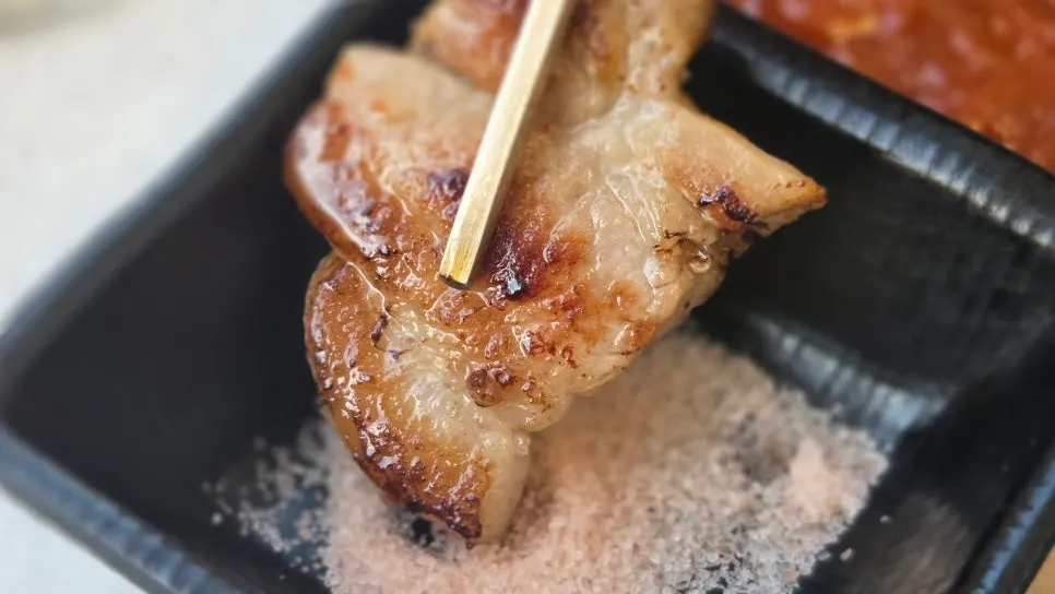 A savory, well-cooked piece of pork belly