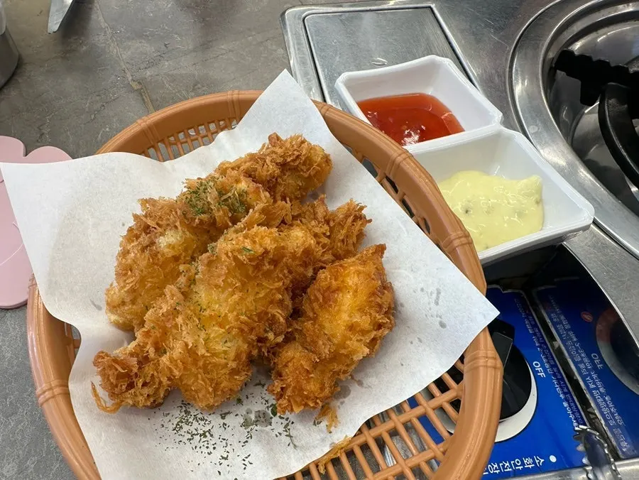 Half plate of crispy fried monkfish