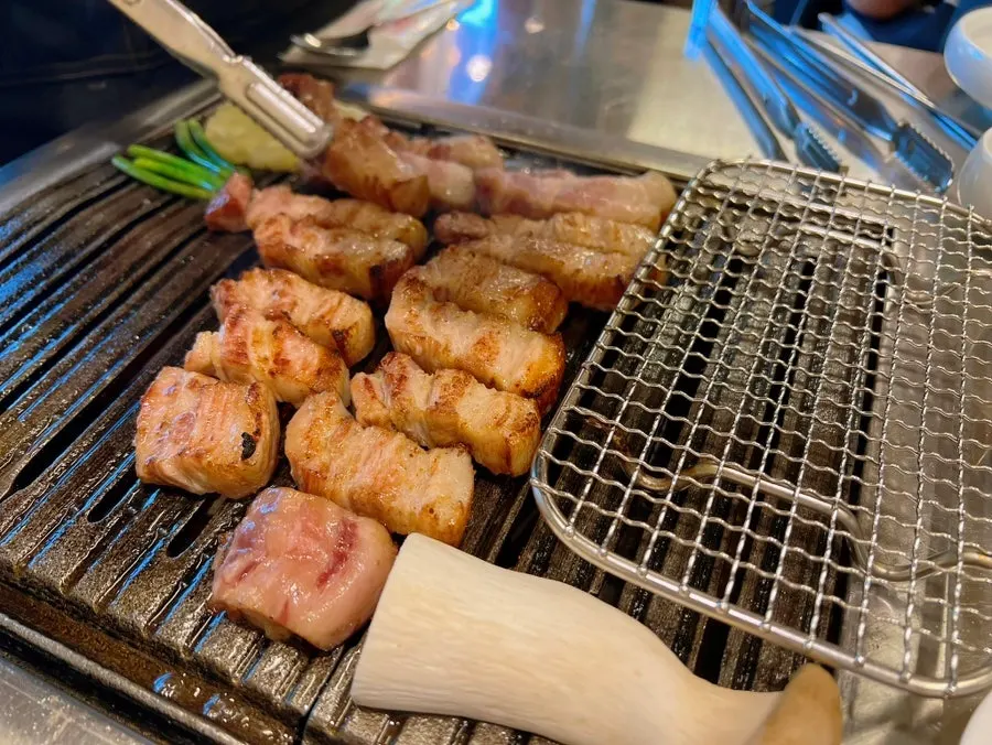 Aged pork belly cut into easy-to-eat pieces