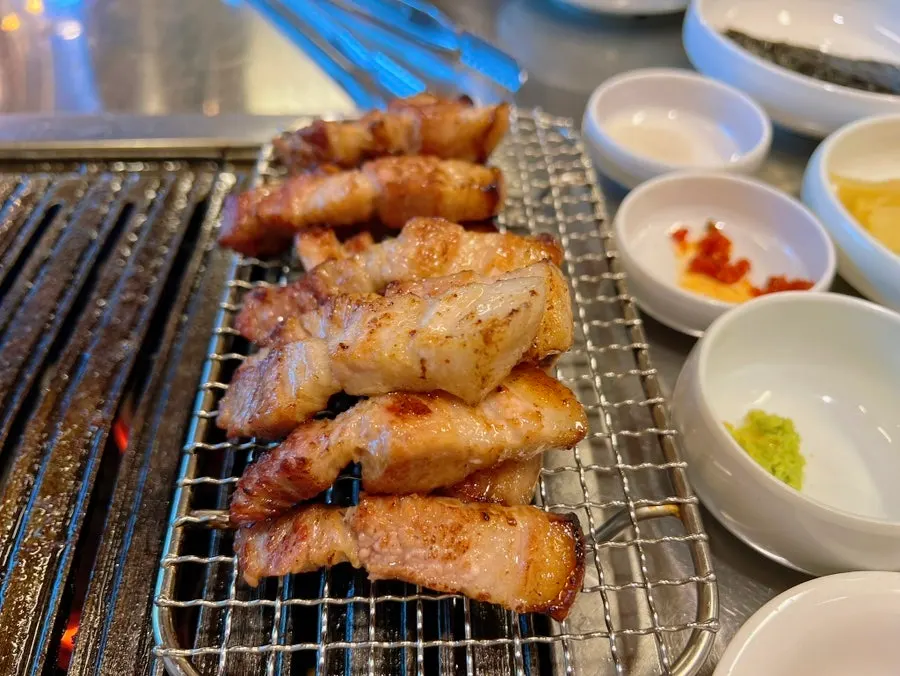 Golden grilled pork belly