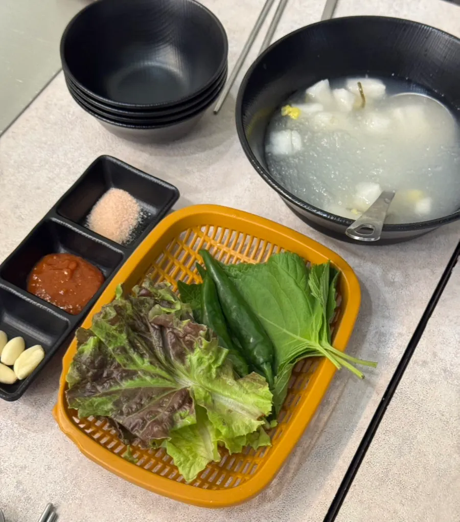 Dongchimi (watery radish kimchi) with thin ice floating in it