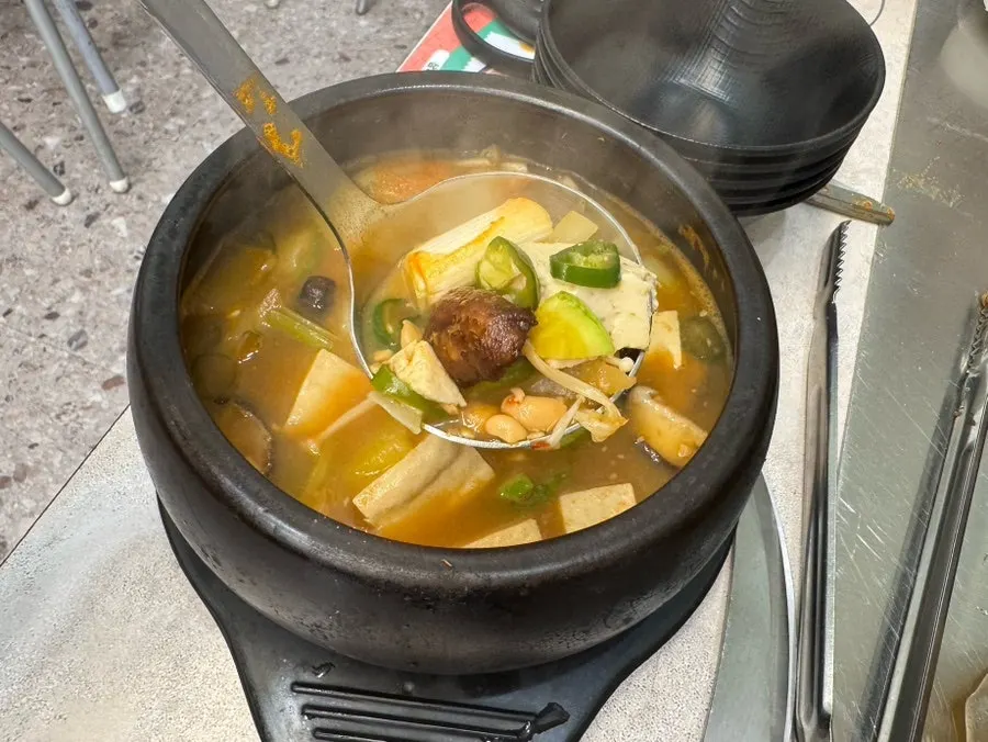Doenjang jjigae with shiitake mushrooms
