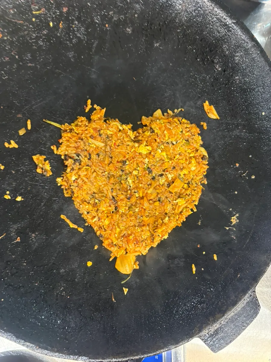 Fried rice shaped into a heart