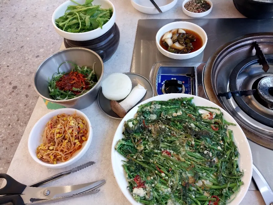 Table set with side dishes and cutlery