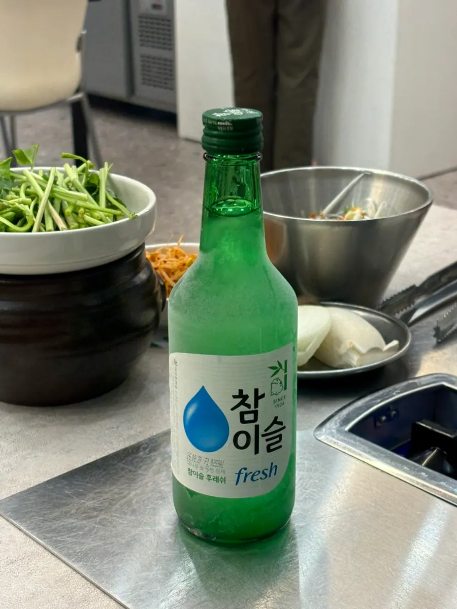 Close-up of dongchimi and basic side dishes