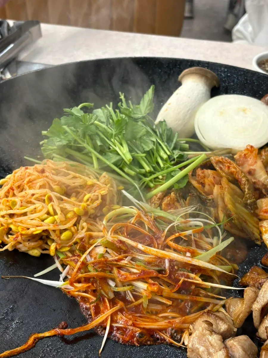 Close-up of grilled pork neck