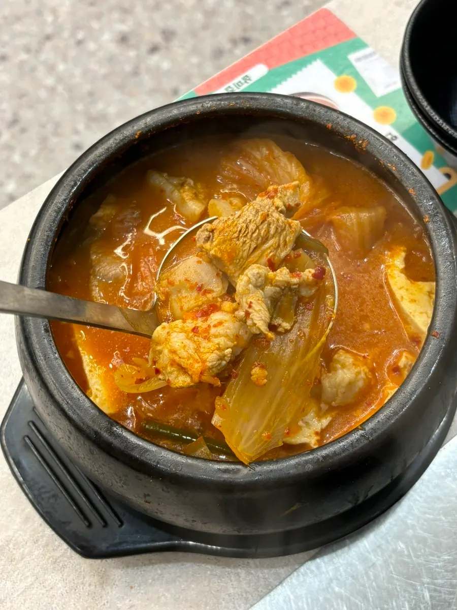 Kimchi jjigae loaded with meat