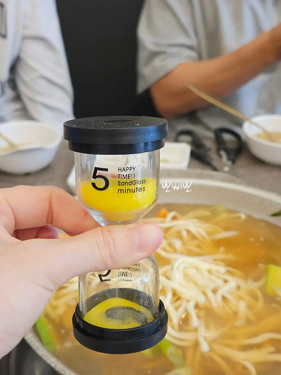5-minute timer for cooking the noodles