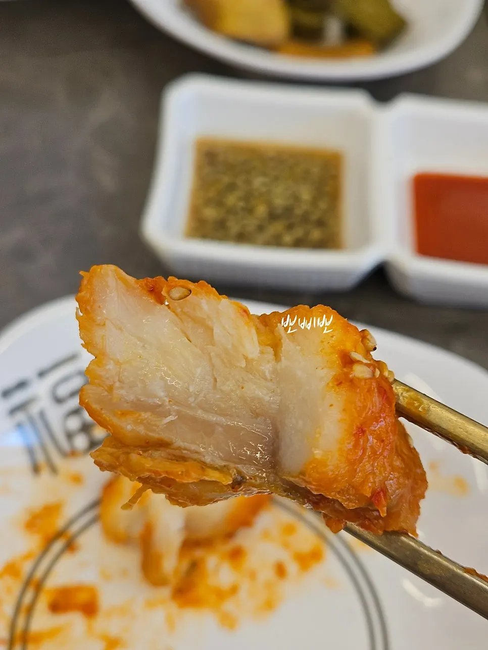 A plate of monkfish stew with sea squirt and monkfish roe