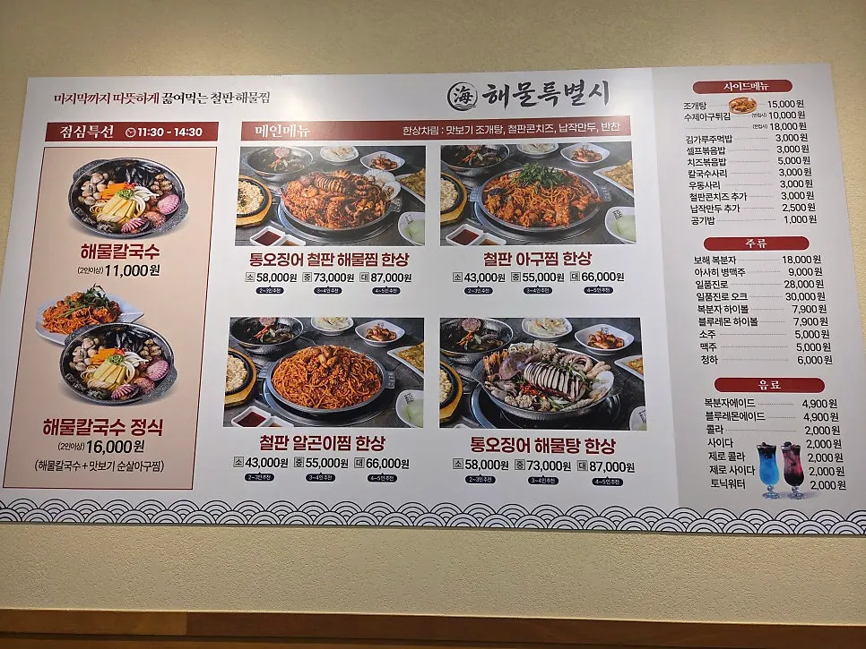 Menu categories on the table tablet ordering screen