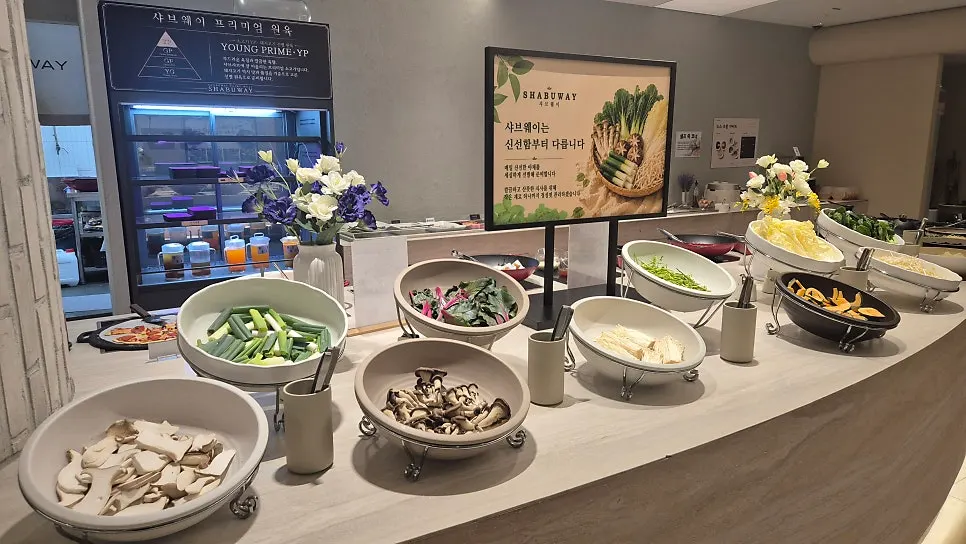 All-you-can-eat shabu-shabu food spread