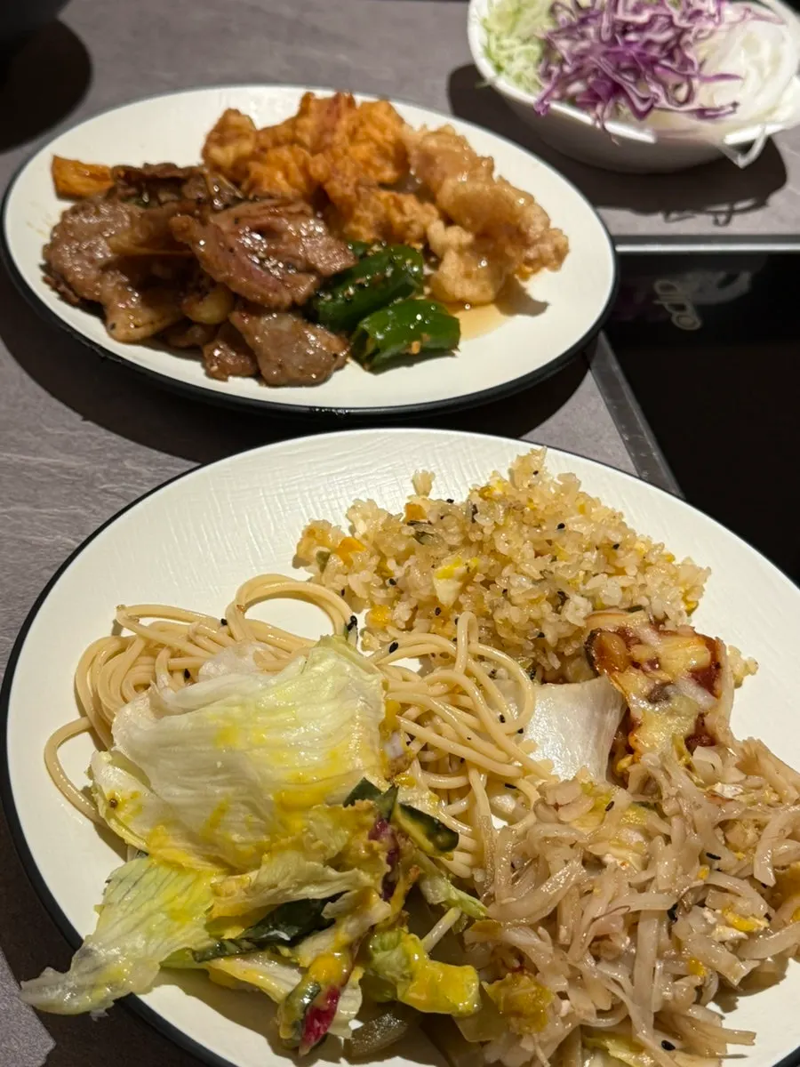 Salad bar with Vietnamese rice-paper wrap ingredients