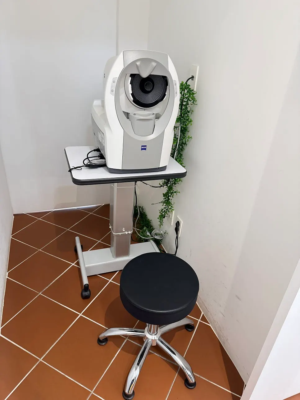 An eye exam underway in the exam room