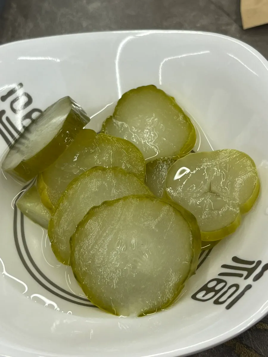 White kimchi and pickle side dishes