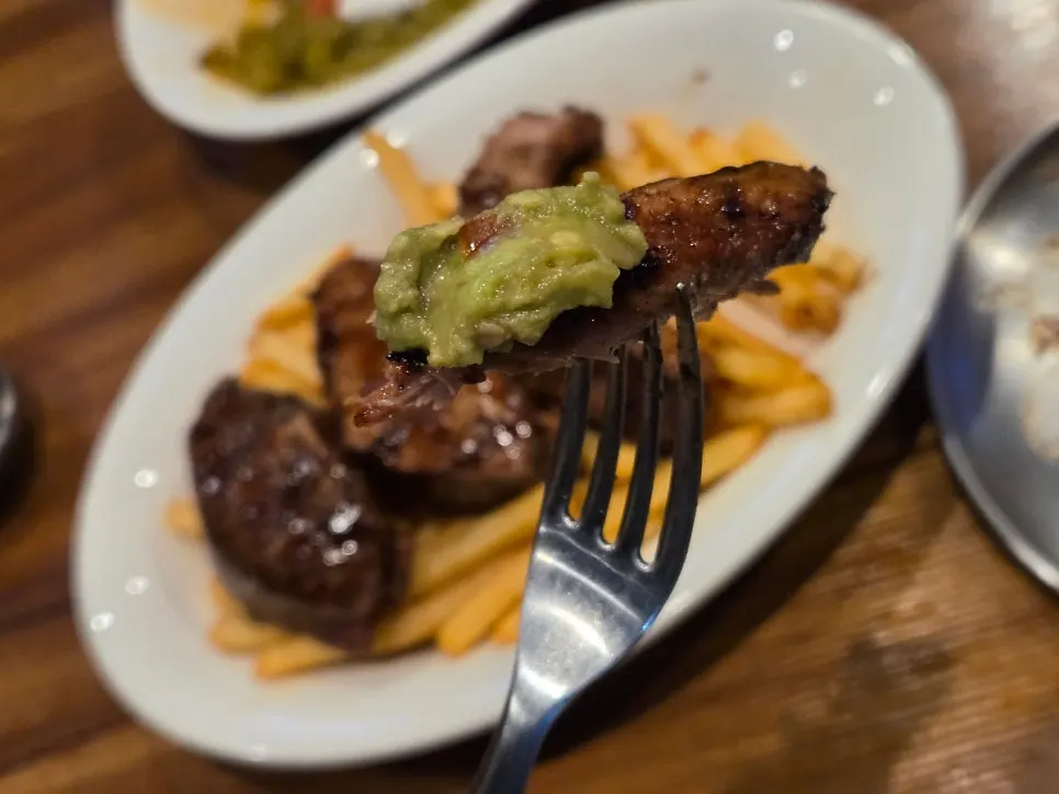 Rib topped with guacamole