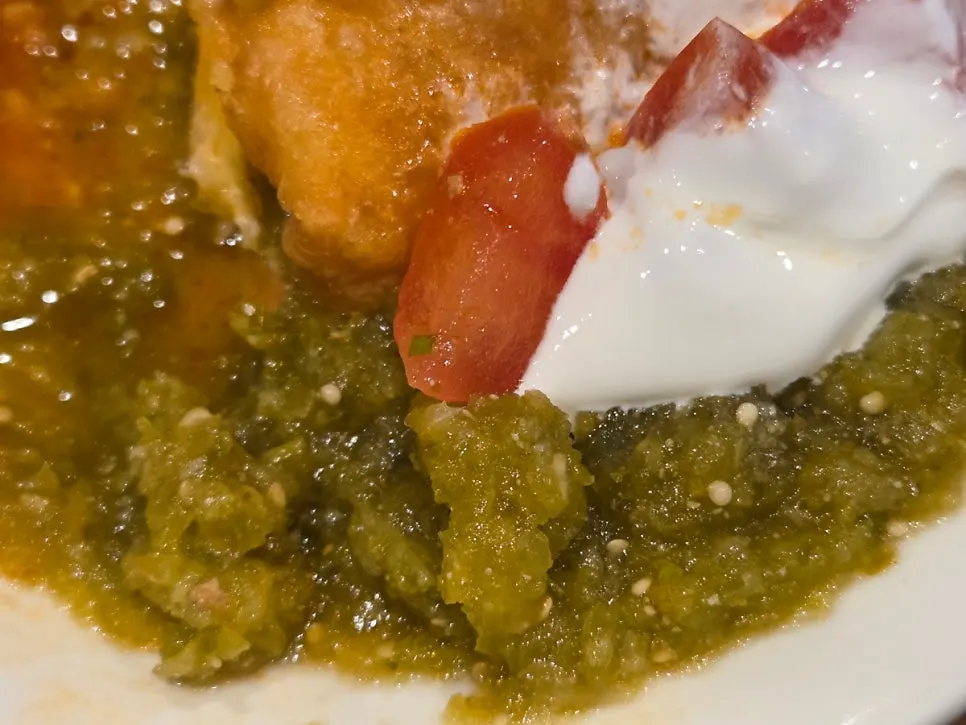 Chimichanga with kidney beans and house-made sauce